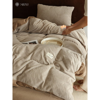 Luz de luxo simples inverno engrossado leite veludo conjunto de quatro peças manter quente forro de lã cor quente colcha