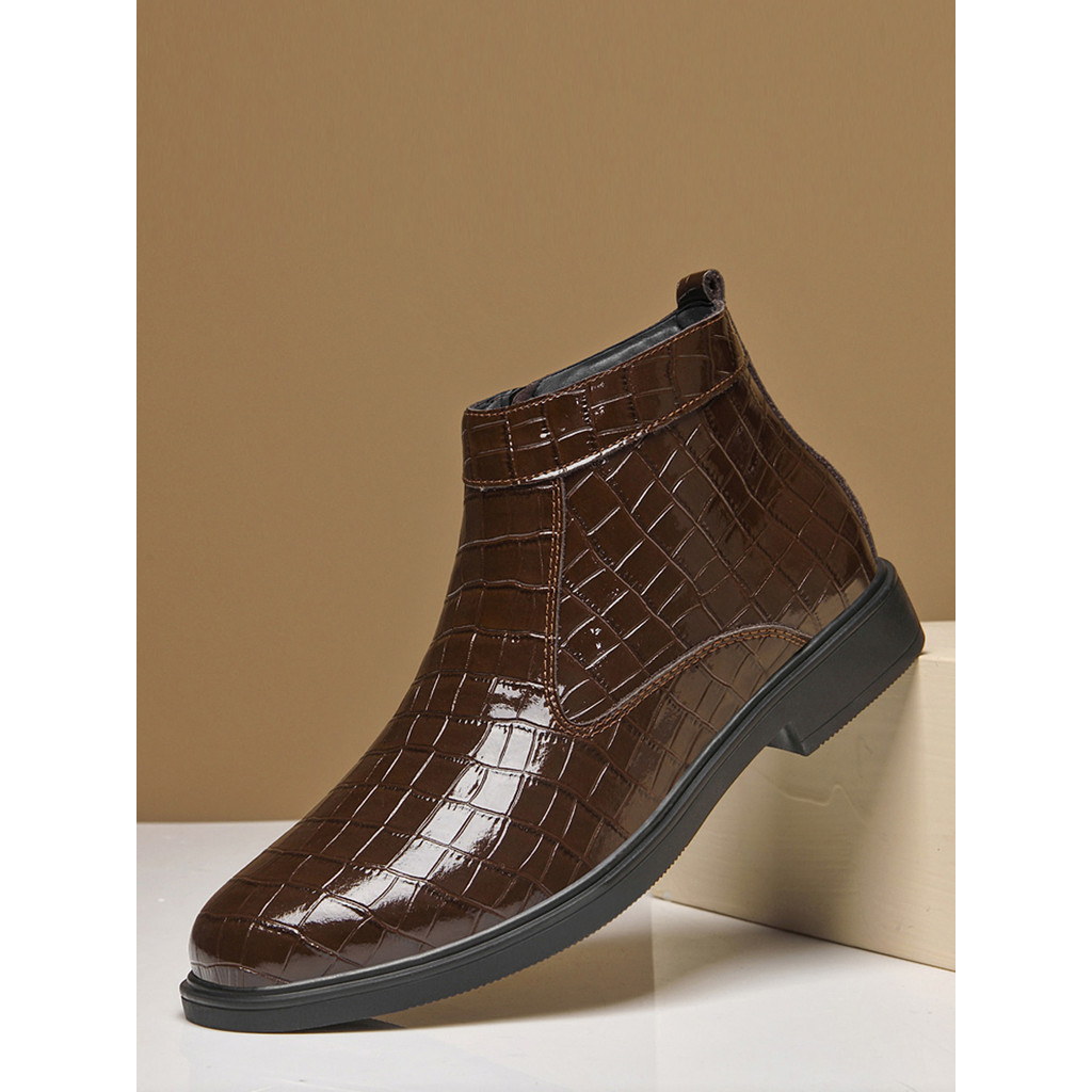 Negócios de alta qualidade com zíper lateral terno sapatos de couro padrão de crocodilo britânico apontou Toe Martin bot