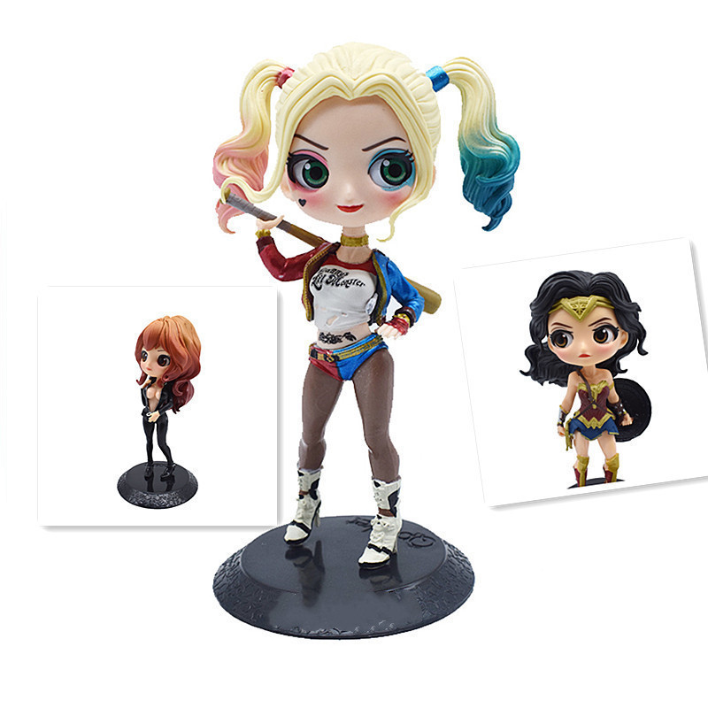 <   Disponível >   Figuras de Ação Harley Quinn de 15CM em PVC, Boneca Modelo da Mulher Maravilha de Olhos Grandes