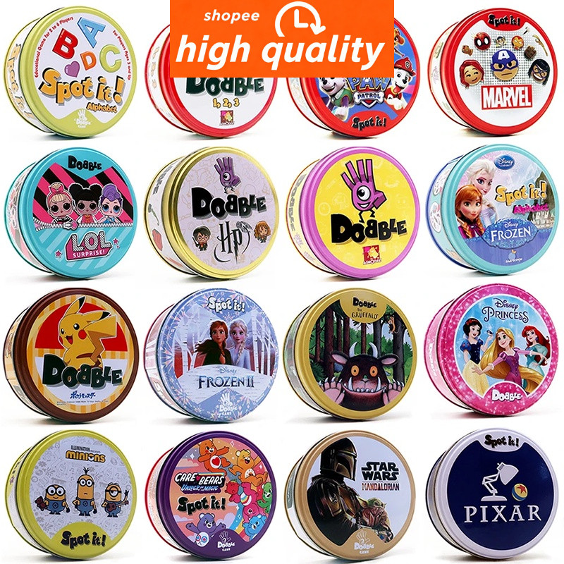 30/55PCS Dobble Card Game Spot It Table Board Game for Dobbles Kids HP Metal Box Card Matching Toys for Children Birthda