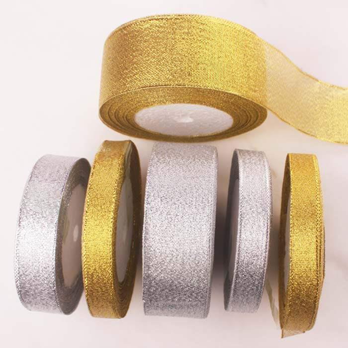 Fita de presente arco caixa de presente prata ouro fita pano Glitter fita de natal fita de embalagem colorida gravata la