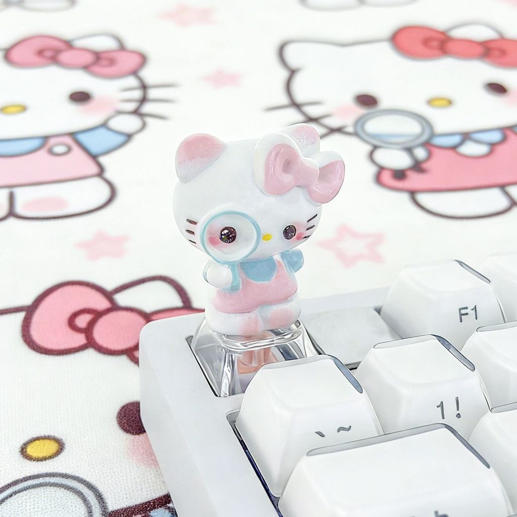 DIY Lupa KT Keycap Personalizado Translúcido Bonito Teclado Mecânico Acessórios Keycaps Decoração Presente