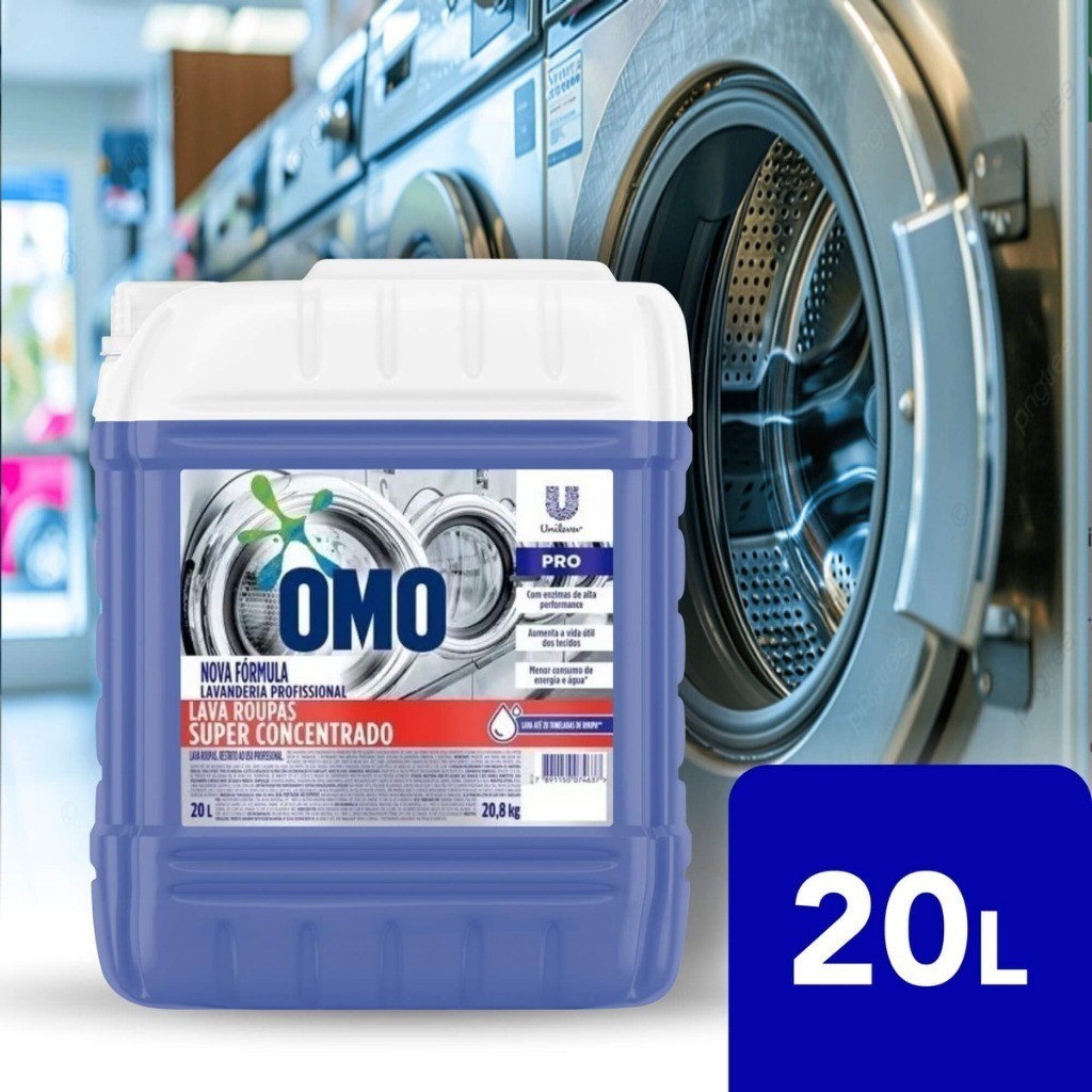 Omo Lava-roupas Super Concentrado Lavanderia Pro 20L - PARA LAVANDERIA DE AUTO SERVIÇO TRATA ATÉ 2.000KG DE ROUPA