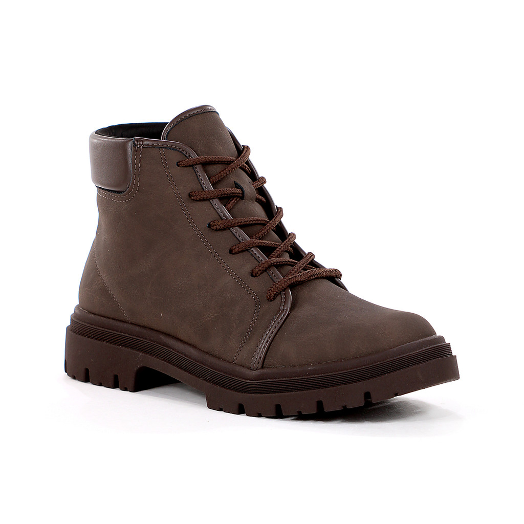 Bota Coturno Moleca Veluna Cano Curto Marrom  - Feminino