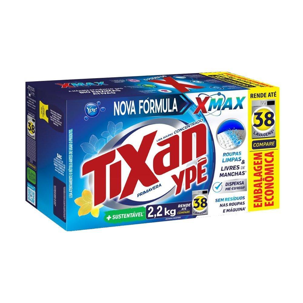 Sabão em Pó Tixan Ypê Concentrado Primavera Cartucho 2,2kg - Embalagem com 9 Unidades