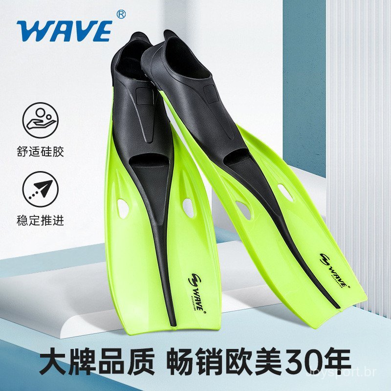 Equipamento de mergulho livre para homens e mulheres da Wave, nadadeiras longas para mergulho livre, nadadeiras para águ