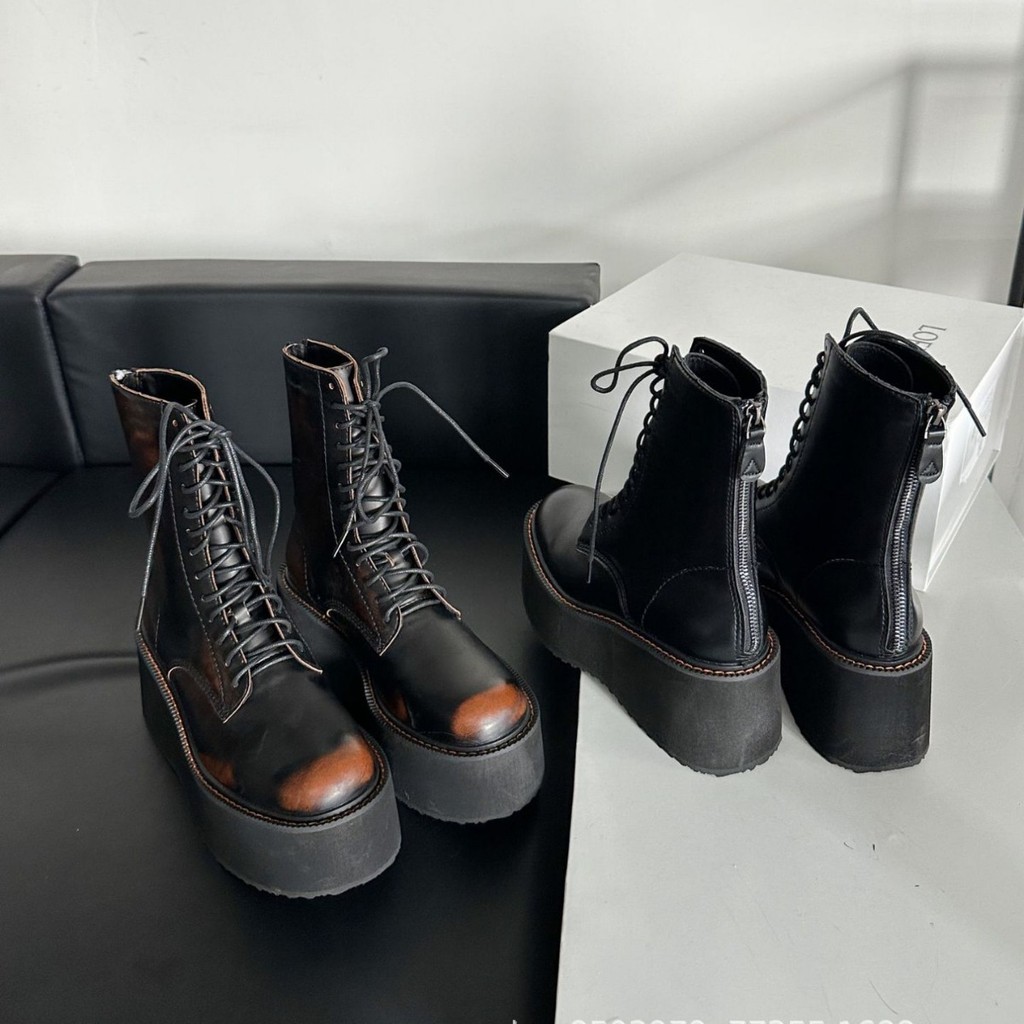 Botas femininas de sola grossa botas curtas aumentadas polido Retro rendas pequenas botas curtas plataforma sola estilo