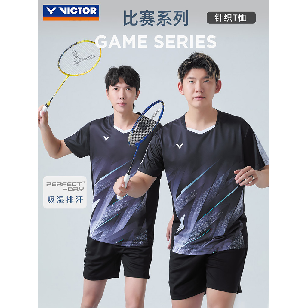 VICTOR VICTOR Badminton Jersey Homens Mulheres T-61009 Absorvente de Suor Respirável Confortável Camiseta Esportiva T-60