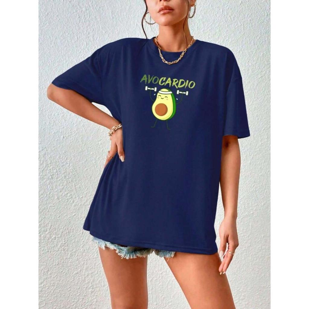 Camiseta Feminina Oversized Treino Academia Engraçada Algodão Estampada Larga Meme AvoCardio