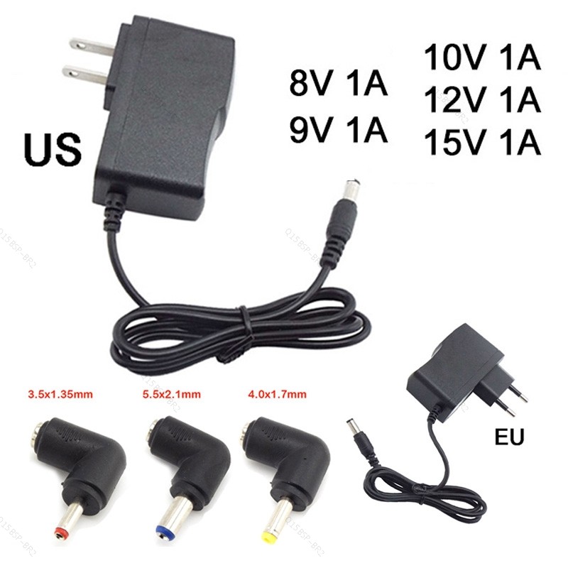 5.5x2.5mm DC AC Para 1A 8V 9V 10V 12V 15V Adaptador De Fonte De Alimentação Carregador 5.5 * 2.1 4.0 * 1.7 3.5 * 1.35 Co