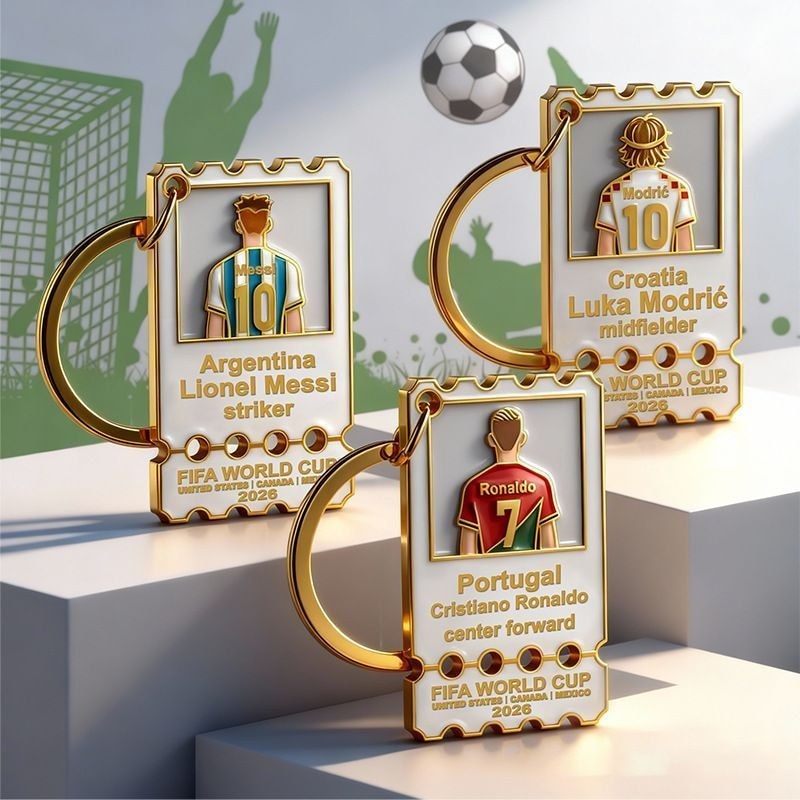 Chaveiro de futebol da Copa do Mundo 2026 Megamo Messi C Romodridge Fan Lembrança de alto valor 6.17