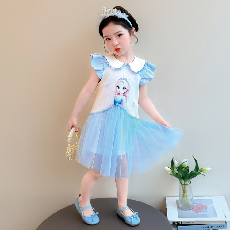 2026 verão menina criança Elsa vestido de princesa vestido 1 bebê menina polo vestido saia elegante