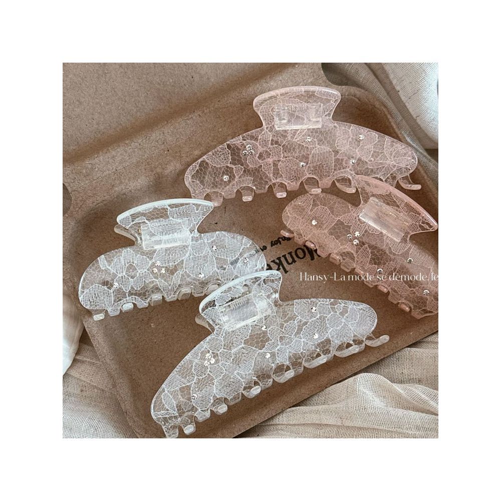 Renda strass Grab clip rosa branco High-End sentimento temperamento único nicho volta cabeça cabelo tubarão clipe acessó