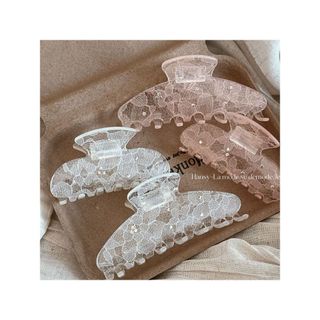 Renda strass Grab clip rosa branco High-End sentimento temperamento único nicho volta cabeça cabelo tubarão clipe acessó