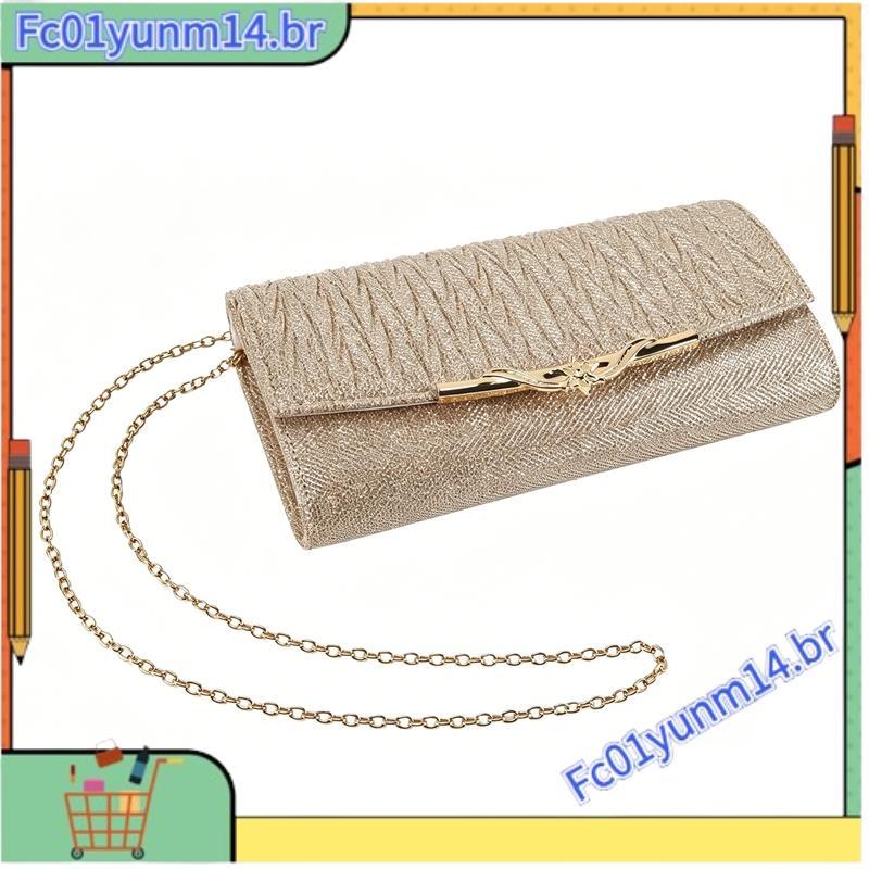 Bolsa De Noite Feminina Festa Banquete Glitter Saco Para Mulheres Meninas Casamento Embreagens Corrente Ombro (Champanhe
