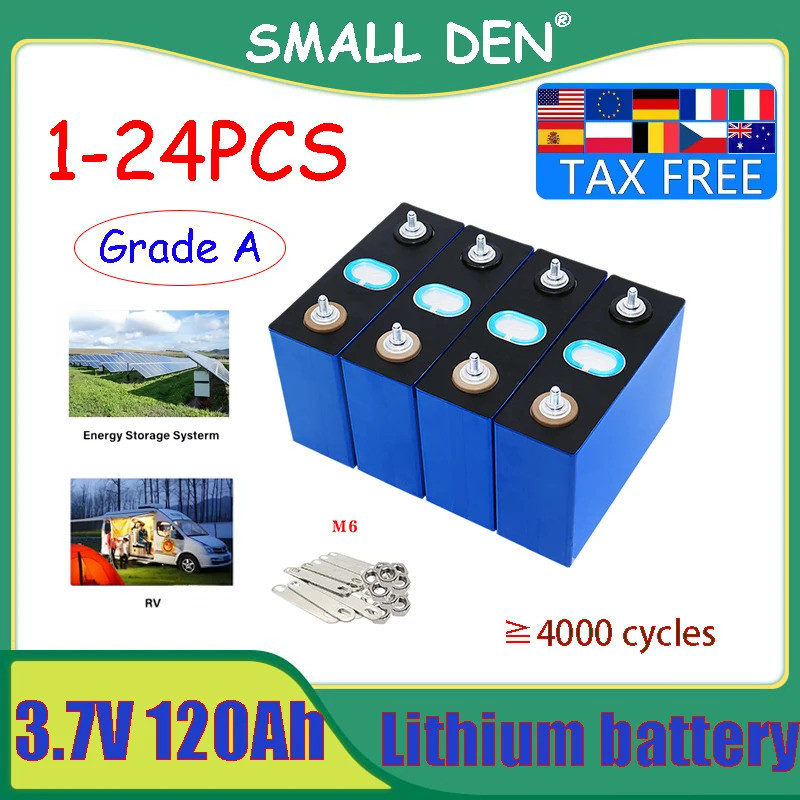 3.7v 120Ah Bateria De Lítio Grande Célula De Energia Única Para 3s 12v 24v 36v 48v RV Inversor Off-grid Vento Solar Grau