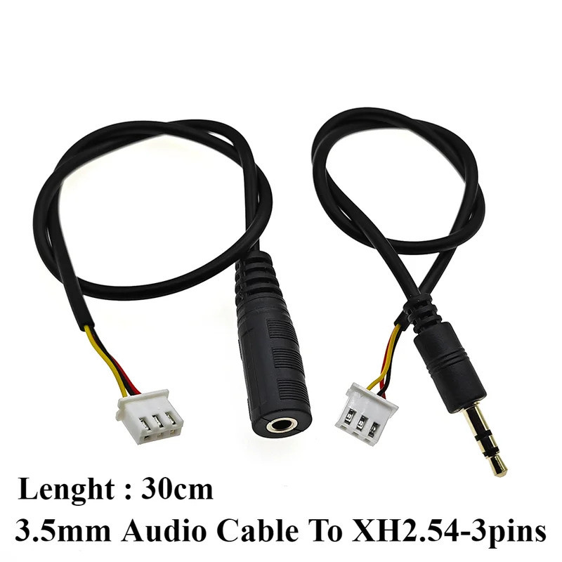 1 unidade Cabo de Áudio AUX Jack 3.5mm de 30cm para Terminal XH2.54 3p Macho-Macho-Fêmea, Cabo de Áudio Estéreo de 3 Núc