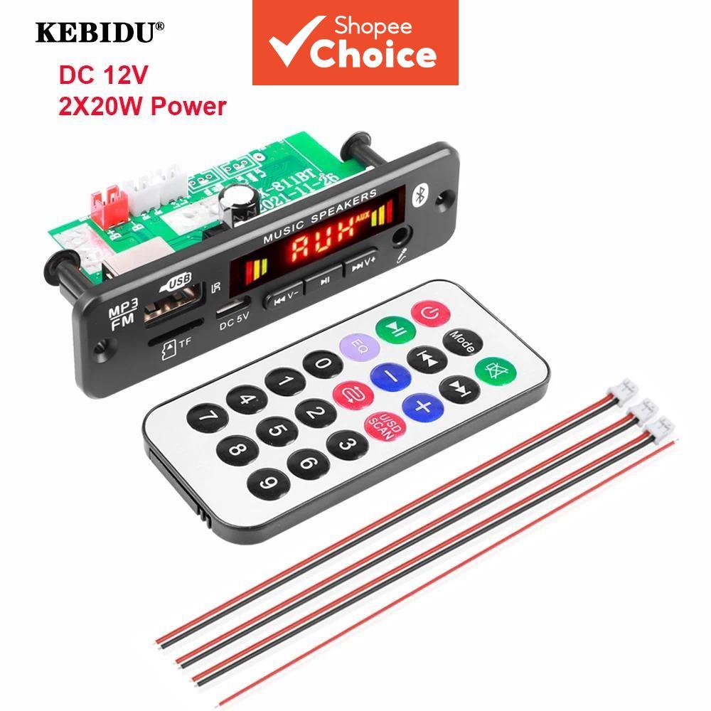 Placa Decodificadora MP3 Bluetooth 5.0 40W 2*20W 12V Amplificador FM Rádio TF USB AUX Módulo Receptor Bluetooth Kit