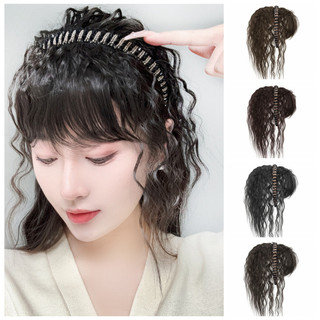 25cm/40CM Bandana Franja Peruca Em Uma Peça Sintética Curto Encaracolado Onda Extensão Do Cabelo Falsa Para Mulheres Ace