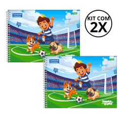 Kit 2 Cadernos De Desenho Universitário Turma Do Duda 80 Folhas - Jandaia CAPA:Futebol/Futebol