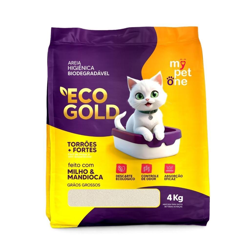 Areia Biodegradável Milho e Mandioca para Gatos Cat Bio Eco Gold Grãos Grossos MyPetOne - 4Kg