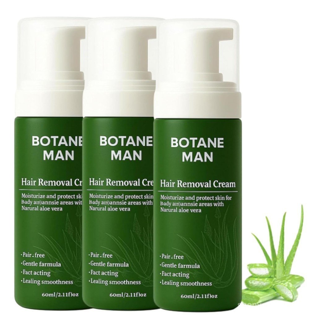 Removedor de Pelos Botane, Removedor de Pelos Masculinos Botane, Com Aloe Vera Natural – Rápido e Suave para Rosto e Cor