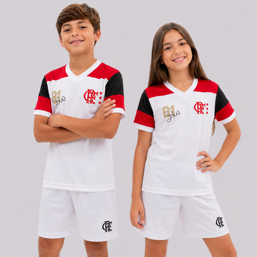 Camisa Flamengo Zico Retrô Premium Infantil Branca · foto 2