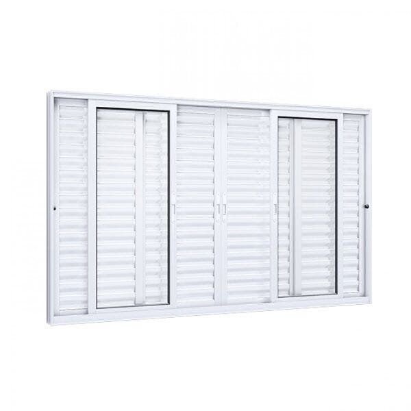 Janela de Alumínio Veneziana 120x150cm 4 Folhas Móveis 2 Fixas com Vidro Lucasa Eccellente