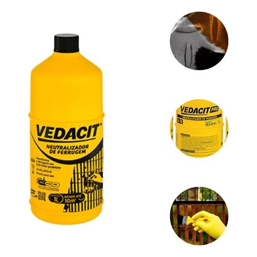Neutralizador De Ferrugem Vedacit 1 Litro Removedor Tratamento Anticorrosivo Metal Ferro Proteção Preparação Pintura
