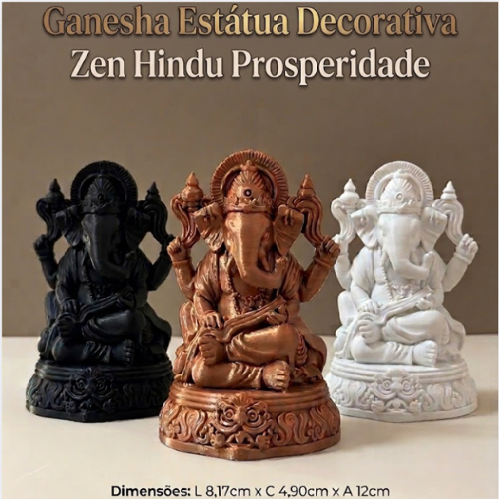 Imagem Ganesha Estátua Decorativa Zen Hindu Prosperidade
