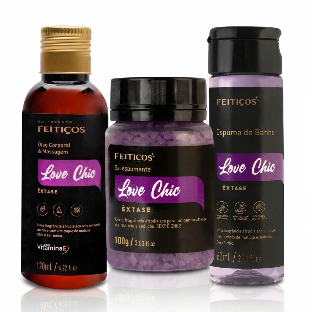 Love Chic Óleo de Massagem / Espuma de Banho / Sais Espumante para Banheira - Feitiços