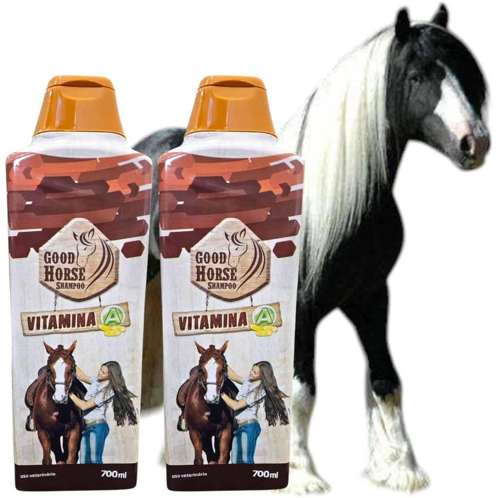 2 Shampoo Good Horse 700ml Hidratação Pelagem Cavalos Shampoo Good Horse Vitamina A Fortalece Crina Cauda