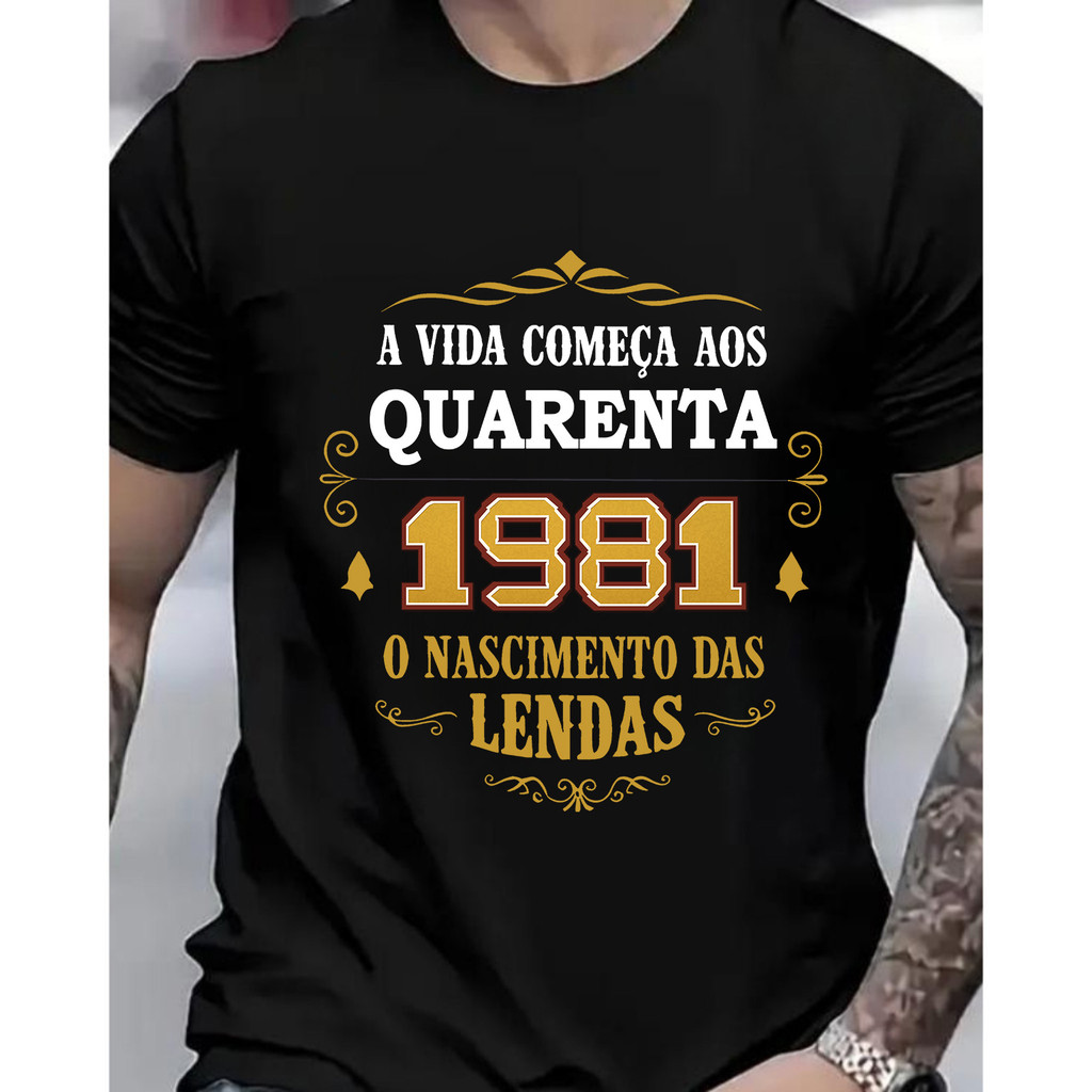 [Camiseta Premium em Algodão Puro]VU Camiseta unissex algodao nascidos em 1981 45 anos sessenta de idade aniversario