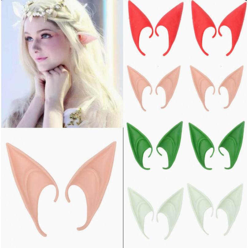 1 Par De Orelha De Elfo Látex Cosplay Fantasia Anime