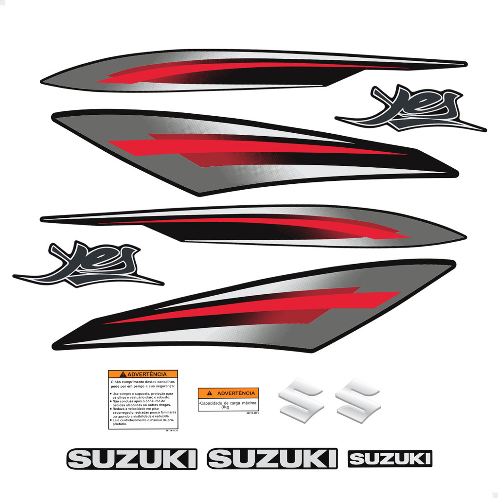 Kit Adesivos Suzuki Yes 125 2009/2010 Moto Preta + Emblemas em Oferta na Shopee