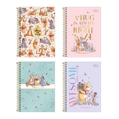 Caderno espiral capa dura 1/4 80 folhas Pooh Tilibra