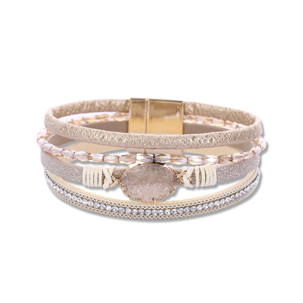 Pulseira feminina de couro cristal de alta qualidade com fecho magnético, presente de Natal para o Dia dos Namorados