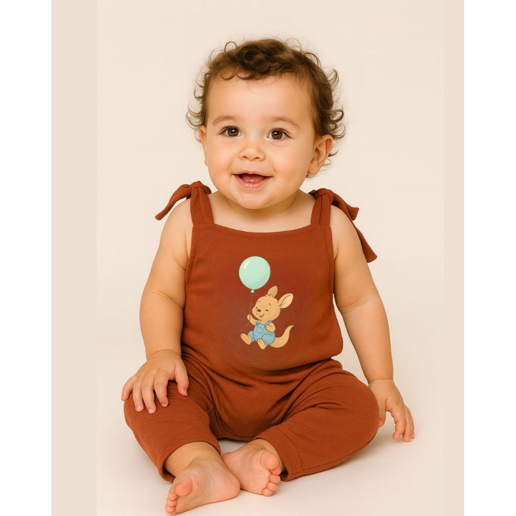 Macacão Jardineira Bebê Unissex Canguru Laço Alça Roupa Infantil Fofa
