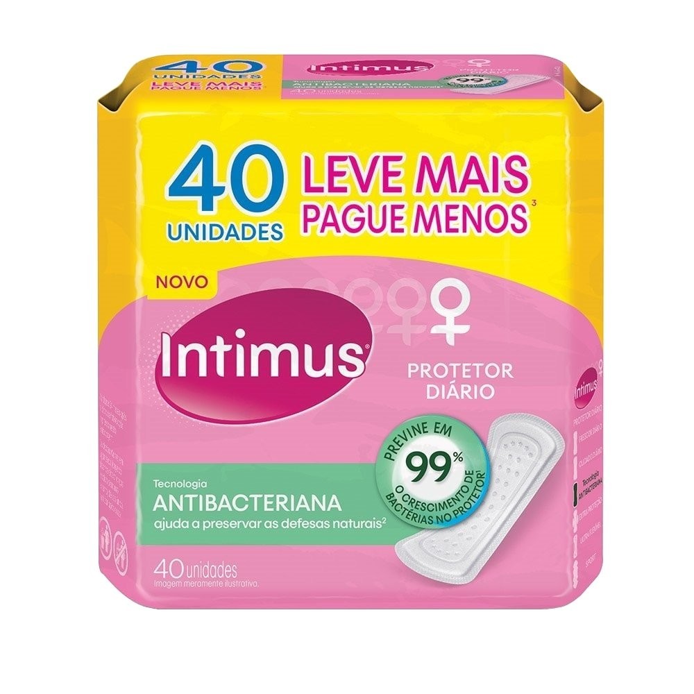 Absorvente Intimus Protetor Diário Antibacteriano sem Abas Embalagem com 40 Unidades em Oferta na Shopee
