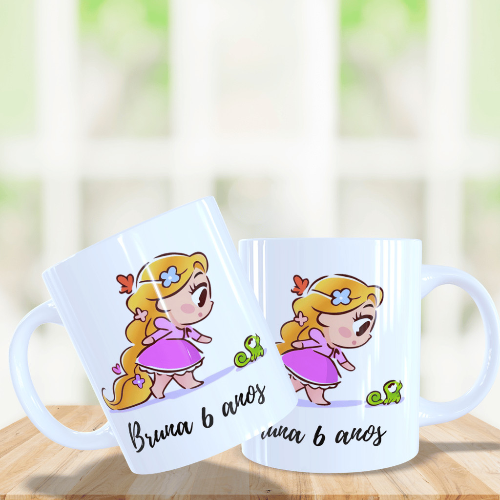 Kit 10 Canecas Lembrancinha Aniversario Rapunzel Personalizadas Plástico resistente