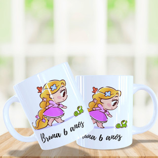 Kit 10 Canecas Lembrancinha Aniversario Rapunzel Personalizadas Plástico resistente