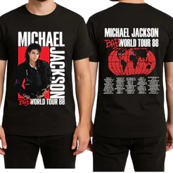 Camiseta Michael Jackson Bad World Tour 88 Rei do Pop Estampa Premium 100% Algodão