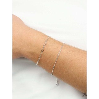 Kit pulseira veneziana com bolinhas + pulseira coração prata 925 + BRINDE