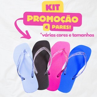 Kit 4 Pares Chinelo de Dedo Feminino Adulto e Infantil Promoção Barato – Leve e Confortável em Oferta na Shopee
