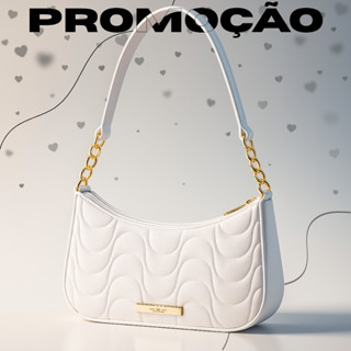 Bolsa Feminina Meia Lua Branca Estilo Baguete Com Alça Curta Dourada em Oferta na Shopee