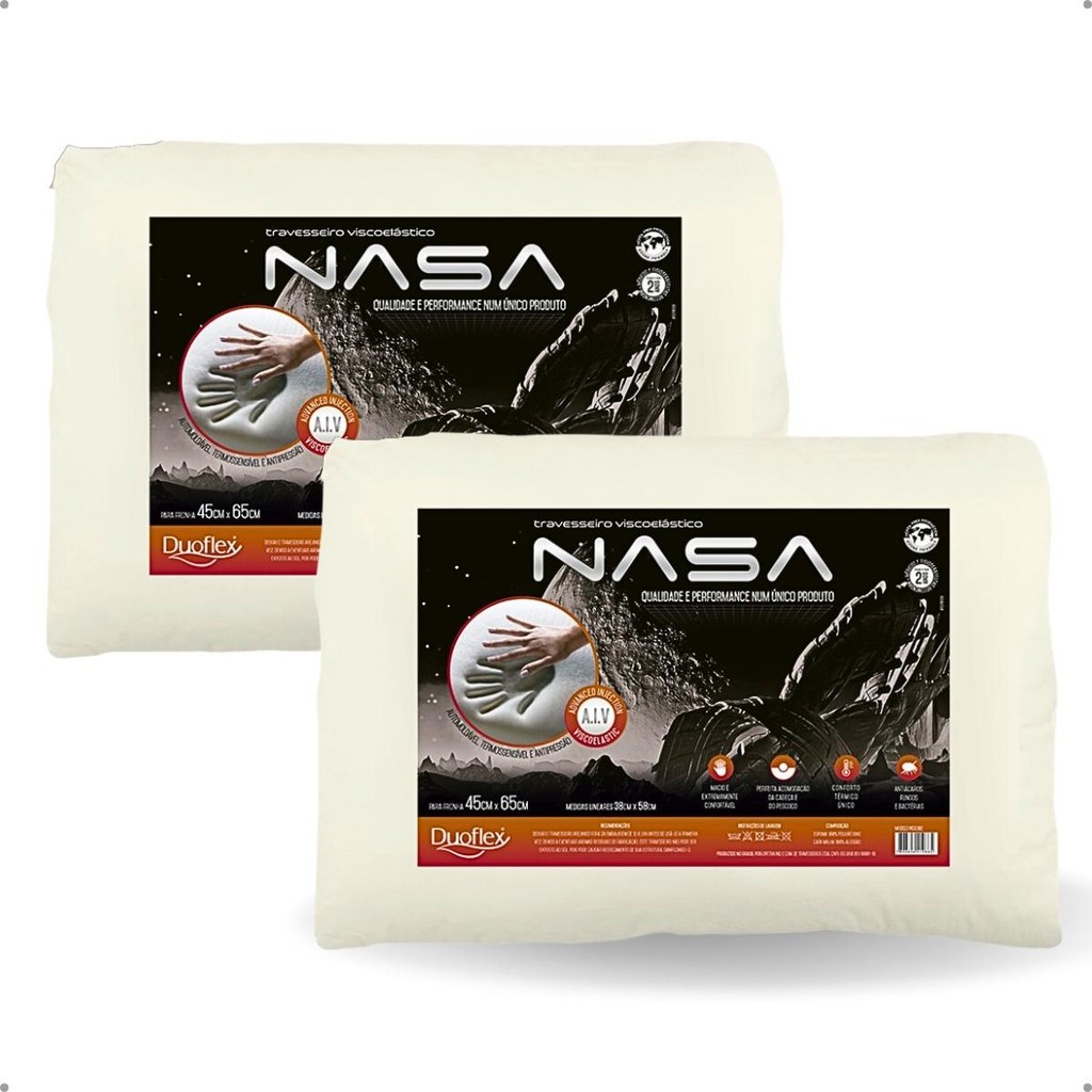 Travesseiro Kit 2 Nasa x10cm Duoflex