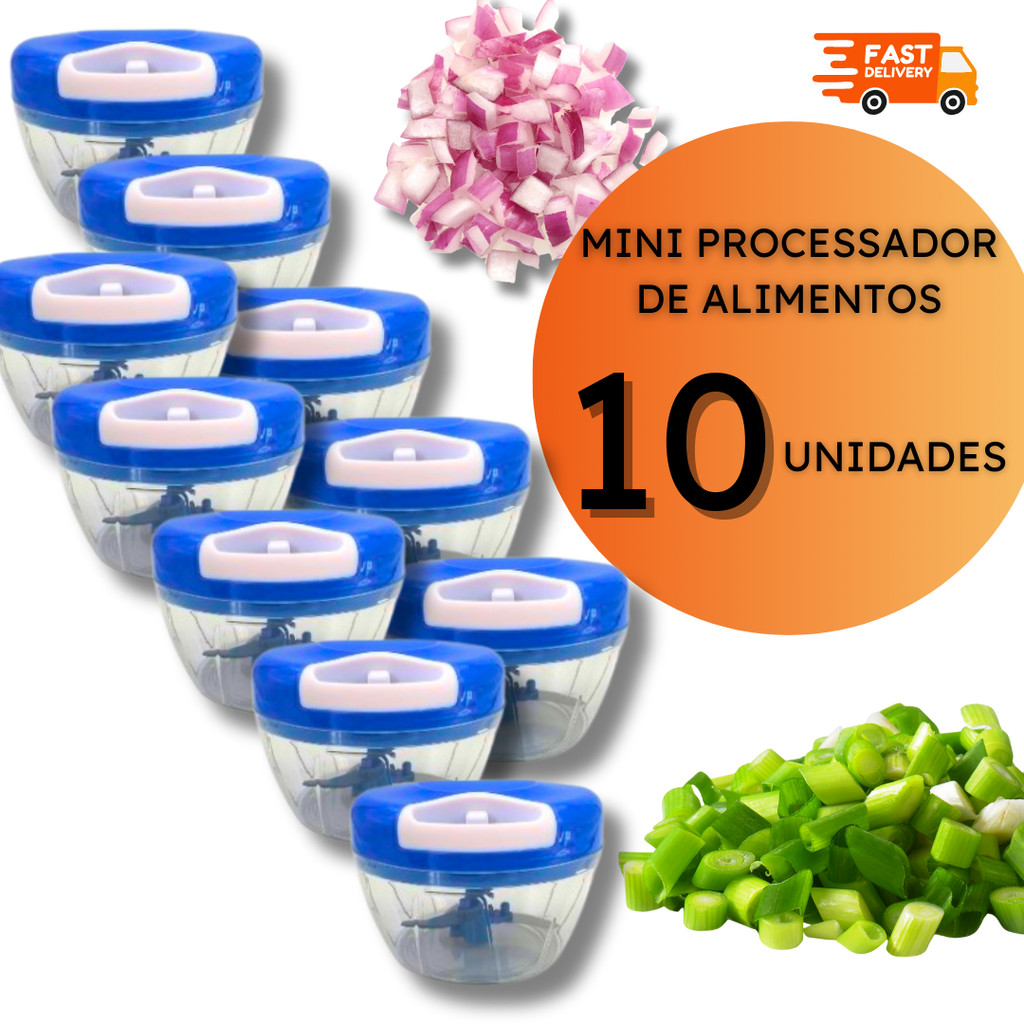 Kit de Mini Processador de Alimentos para Cozinha com Três Lâminas 500ml