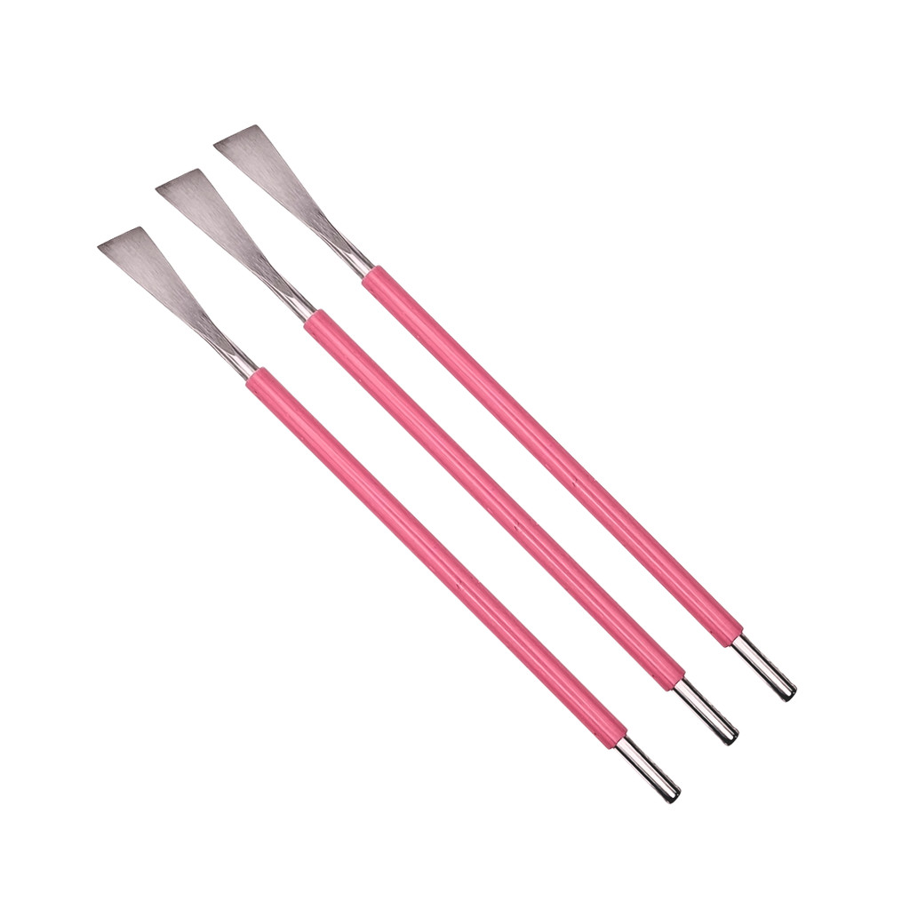 3 Espátula Calo Médio Cabo Silicone Rosa Slim