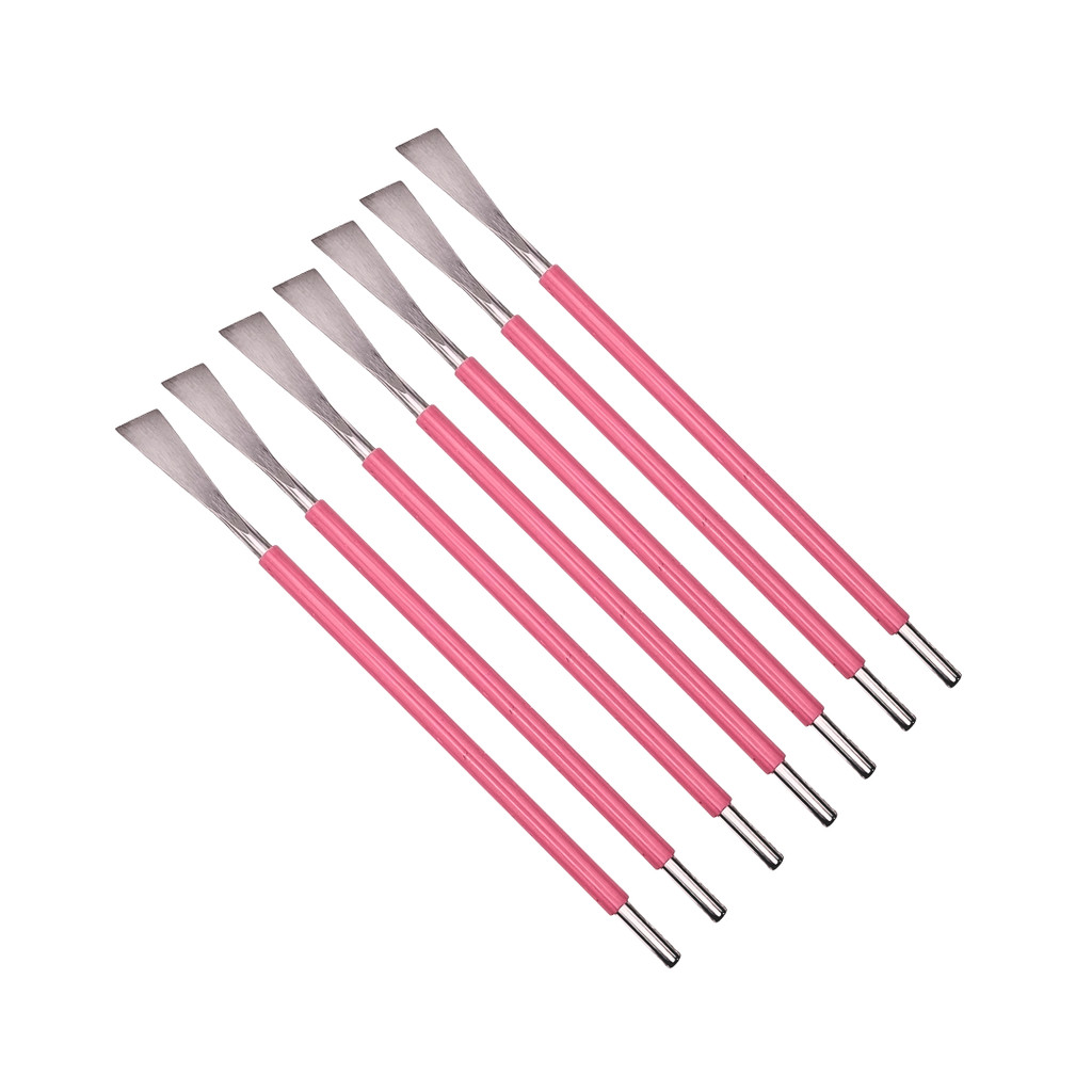 7 Espátula Calo Médio Cabo Silicone Rosa Slim