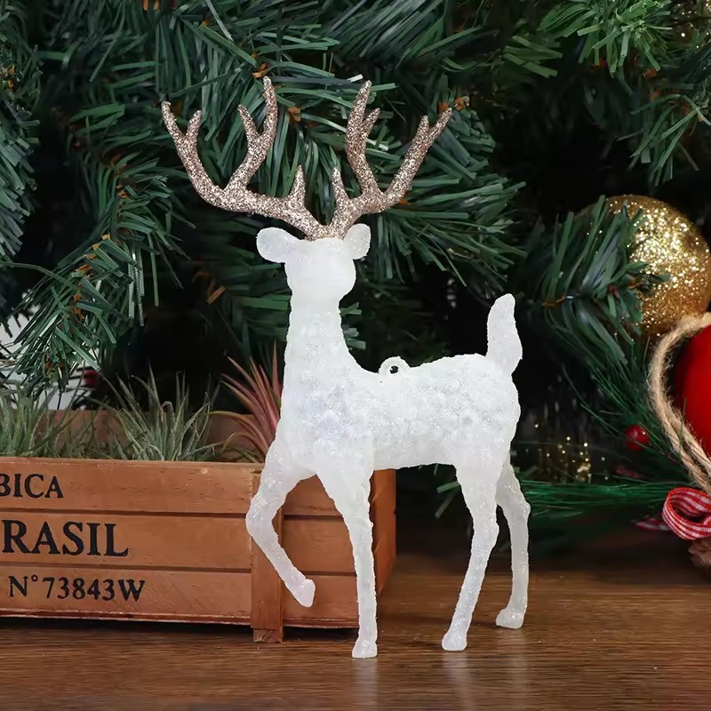 4 Unidades De Enfeite De Veado Flash Branco De Natal-Jardim De Boneca De Alce Fofo-Presente DIY Para Crianças-Decoração 